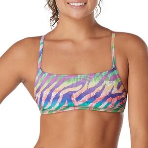NWT Speedo Pride Collection Animal Fever L Rainbow Zebra Print Bikini Top